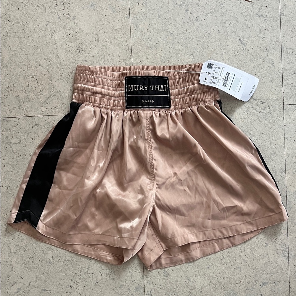 NWT - Pull & Bear - Women's Dusty Pink Satin Boxing Shorts